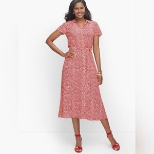 Talbots Leopard Tie-waist Midi Dress Size 14